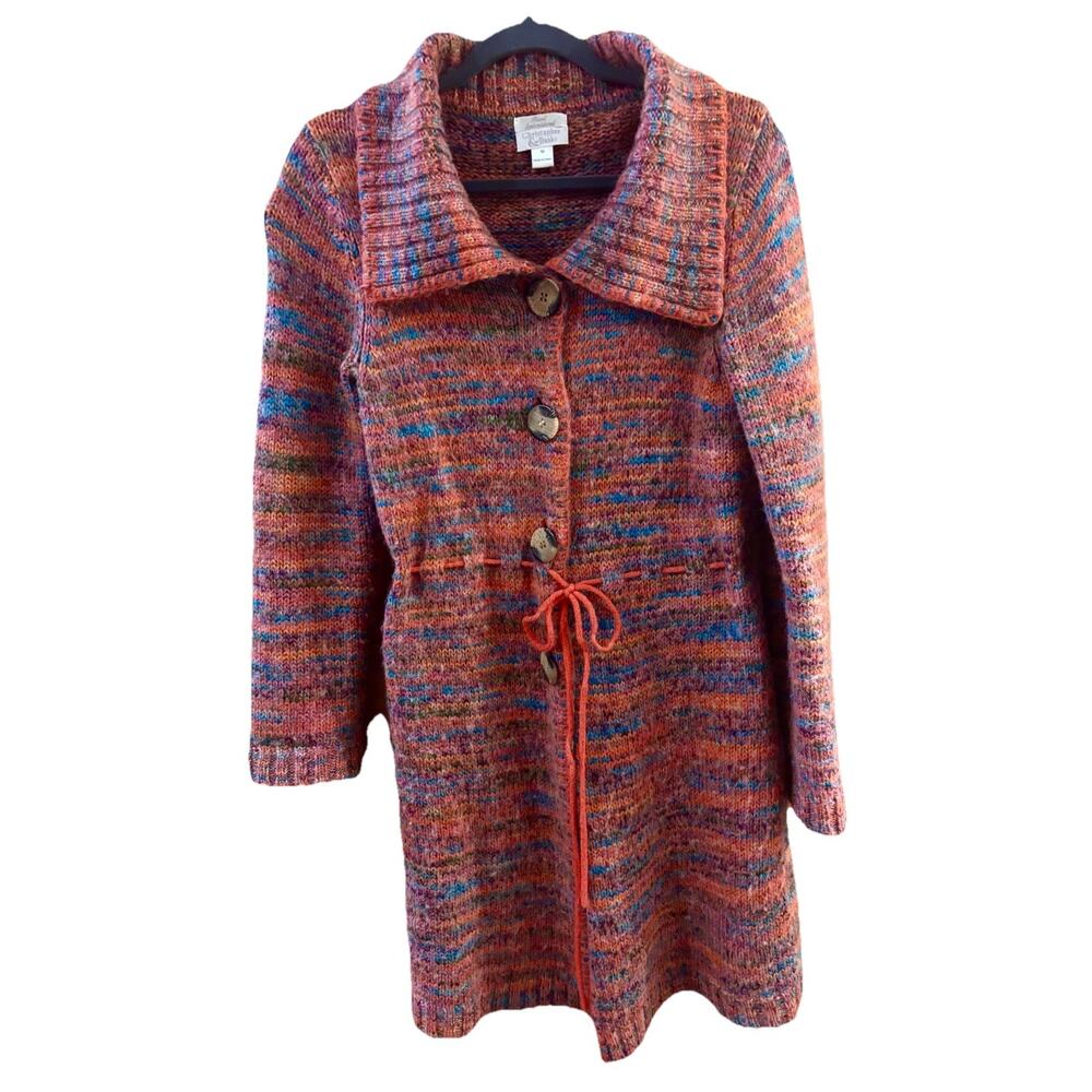 Christopher Banks Long Cardigan Sweater Vibrant Multicolor M Grannycore Boho